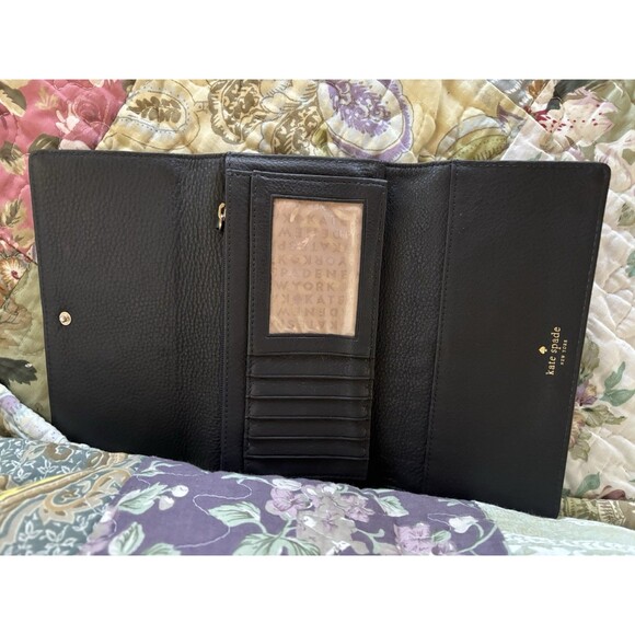kate spade new york Leila Women's Wallet - Dark Gray Black Excellent Trifold - Picture 4 of 6